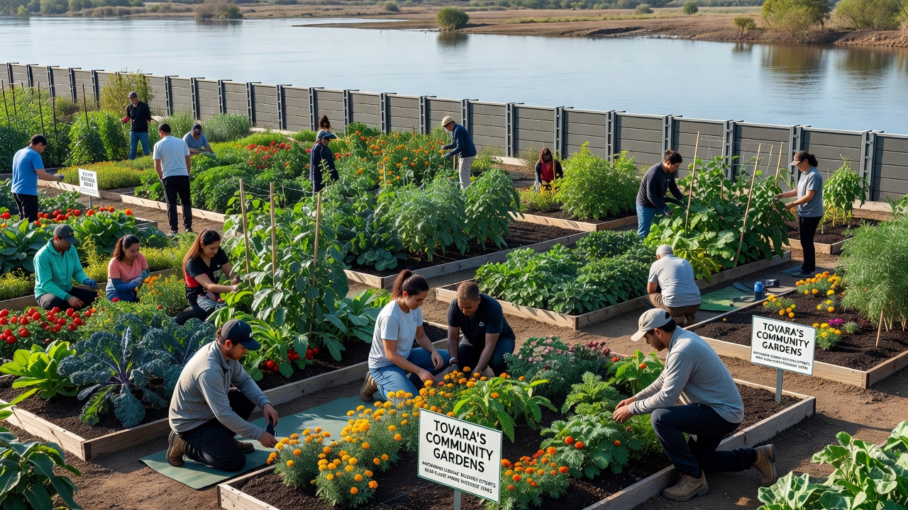 Close-up of participants performing gentle gardening activities on elevated beds with cardiac monitoring equipment nearby